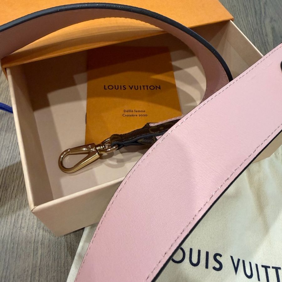 LV 寬背帶 經典 monogram 花紋 粉色 背帶 肩帶-6