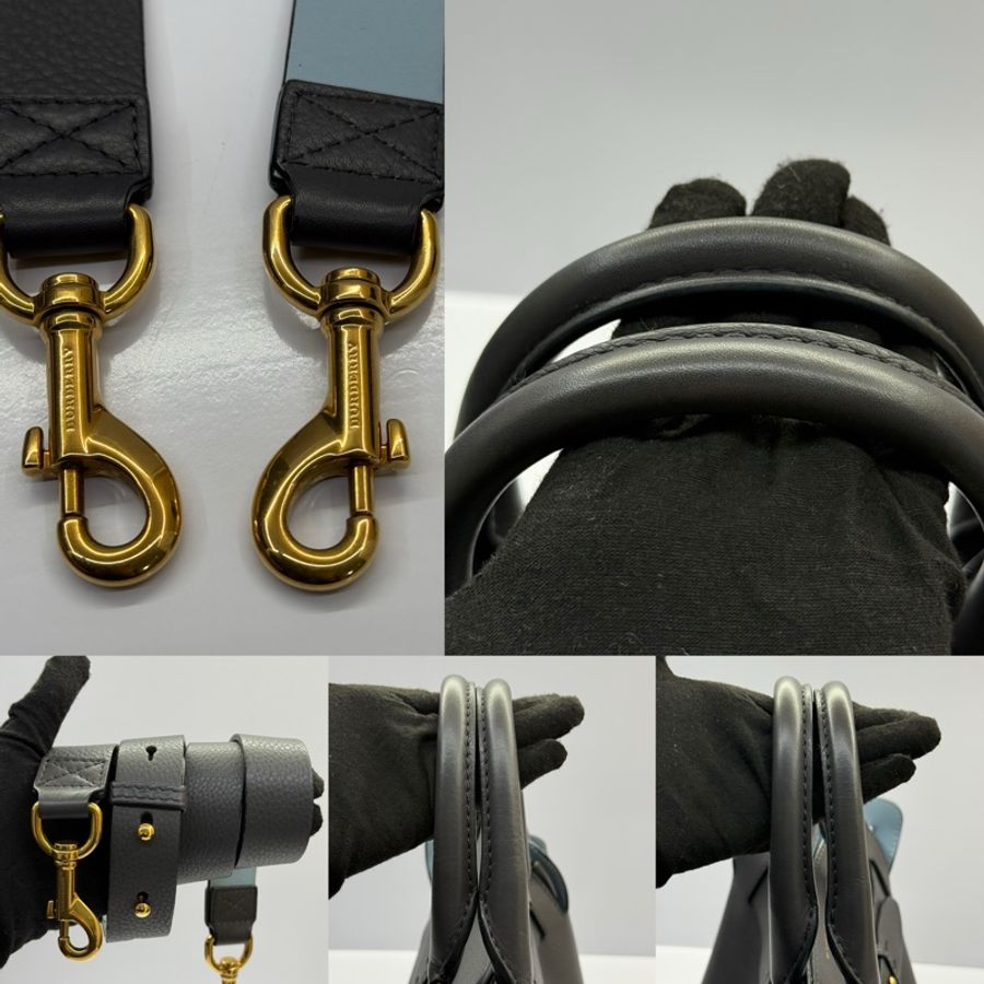BURBERRY 巴寶莉 灰色牛皮手提肩背2way包 BICOLOR-6