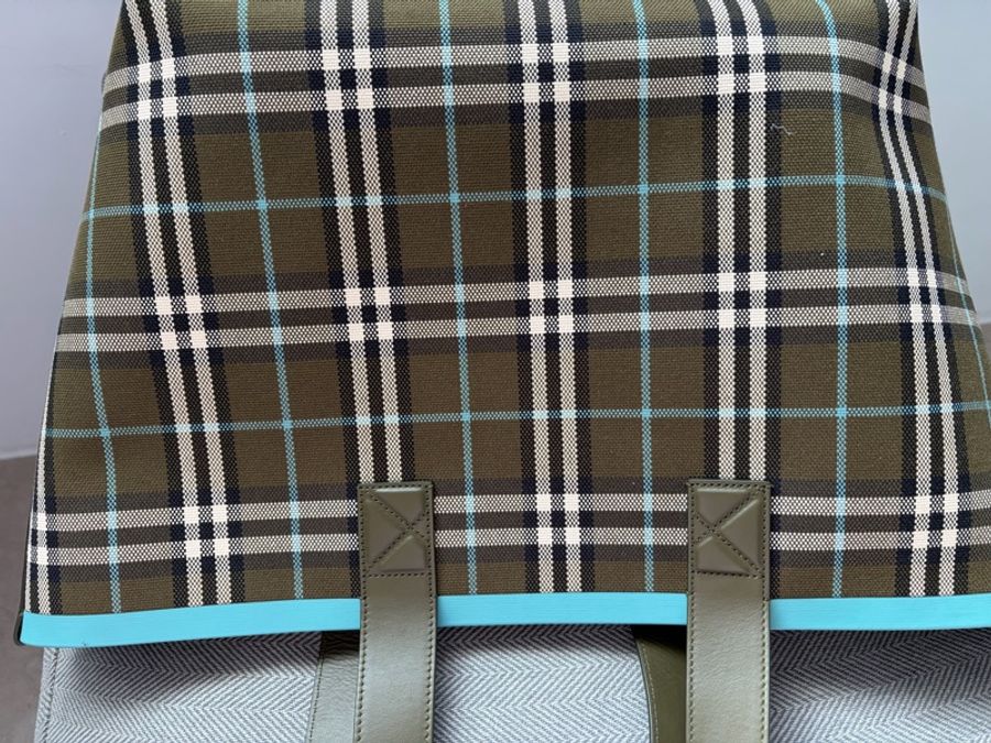 Burberry tote bag 深綠色格紋托特包 大 (可筆電包/上班通勤包/上學包/媽媽包)-23