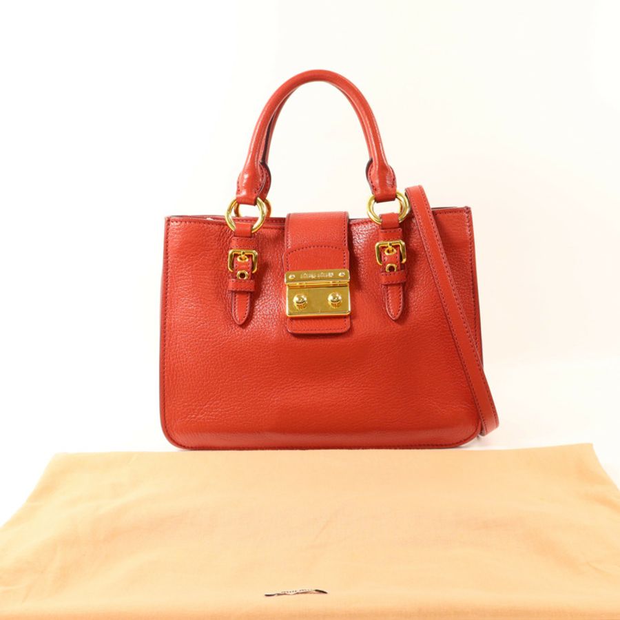 Miu Miu 牛皮皮革2 Way Shoulder金扣手挽肩背兩用袋-9
