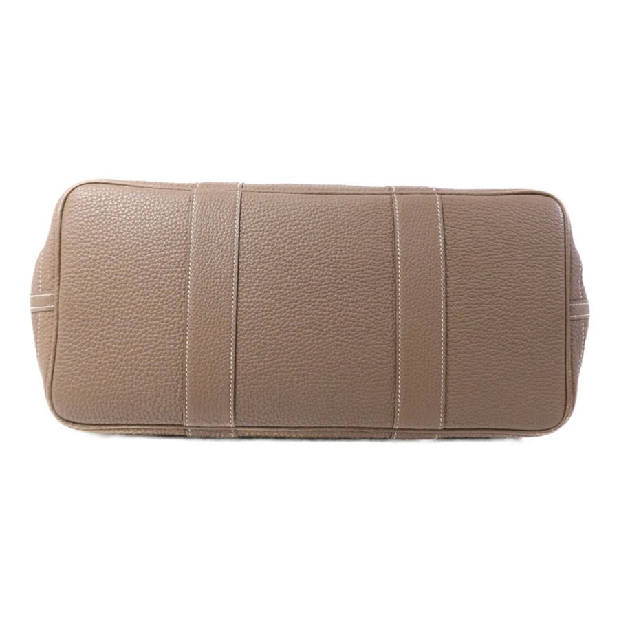 HERMES 【Hermes Fair】Clemence皮革GardenParty PM銀扣手挽袋Etoupe-3