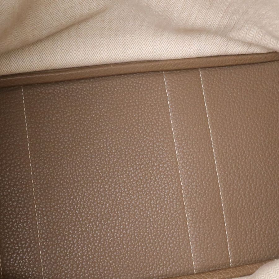 HERMES 【Hermes Fair】Clemence皮革GardenParty PM銀扣手挽袋Etoupe-4