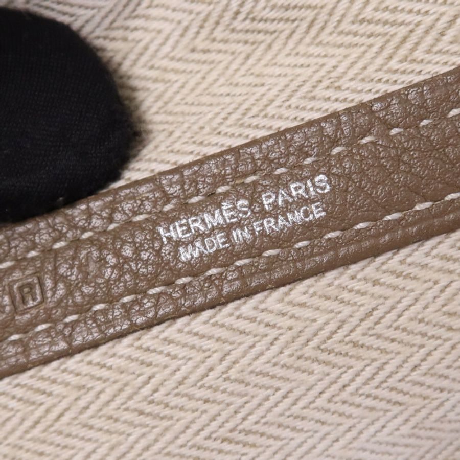 HERMES 【Hermes Fair】Clemence皮革GardenParty PM銀扣手挽袋Etoupe-5