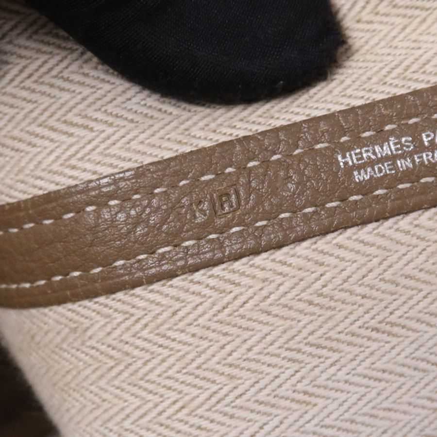 HERMES 【Hermes Fair】Clemence皮革GardenParty PM銀扣手挽袋Etoupe-7