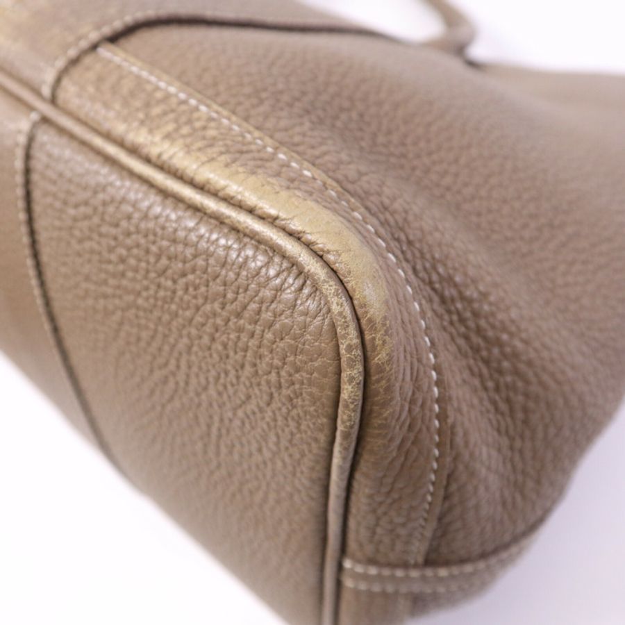 HERMES 【Hermes Fair】Clemence皮革GardenParty PM銀扣手挽袋Etoupe-11