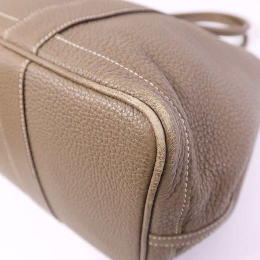 HERMES 【Hermes Fair】Clemence皮革GardenParty PM銀扣手挽袋Etoupe-13