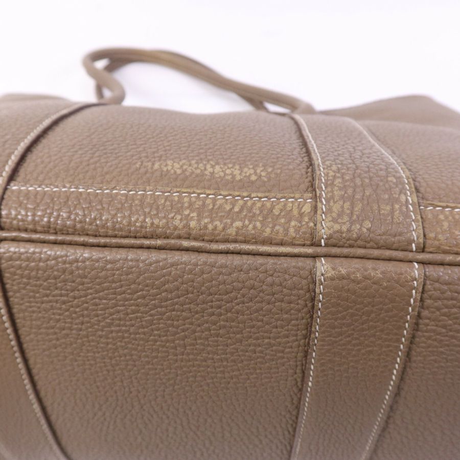 HERMES 【Hermes Fair】Clemence皮革GardenParty PM銀扣手挽袋Etoupe-14