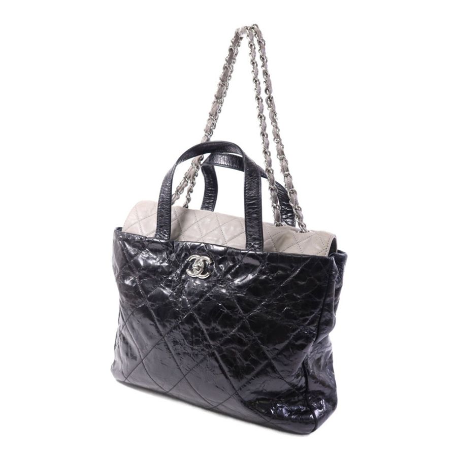 CHANEL 牛皮皮革Portobello Tote銀扣鏈帶肩背袋-2