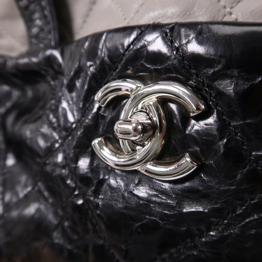 CHANEL 牛皮皮革Portobello Tote銀扣鏈帶肩背袋-6