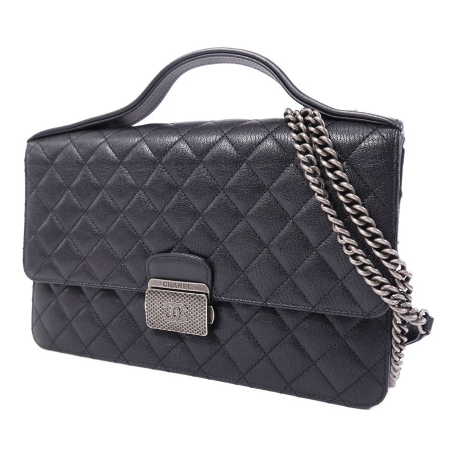 CHANEL 山羊皮皮革CC University Flap Bag鏈帶手挽肩背兩用袋-2