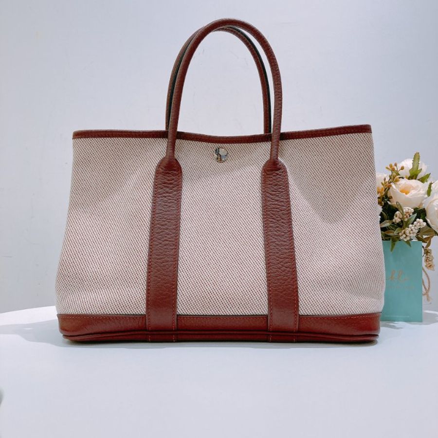 TW4753 Hermes 愛馬仕 愛馬仕紅拼帆布花園包 Party 30 Rouge H Canvas-0