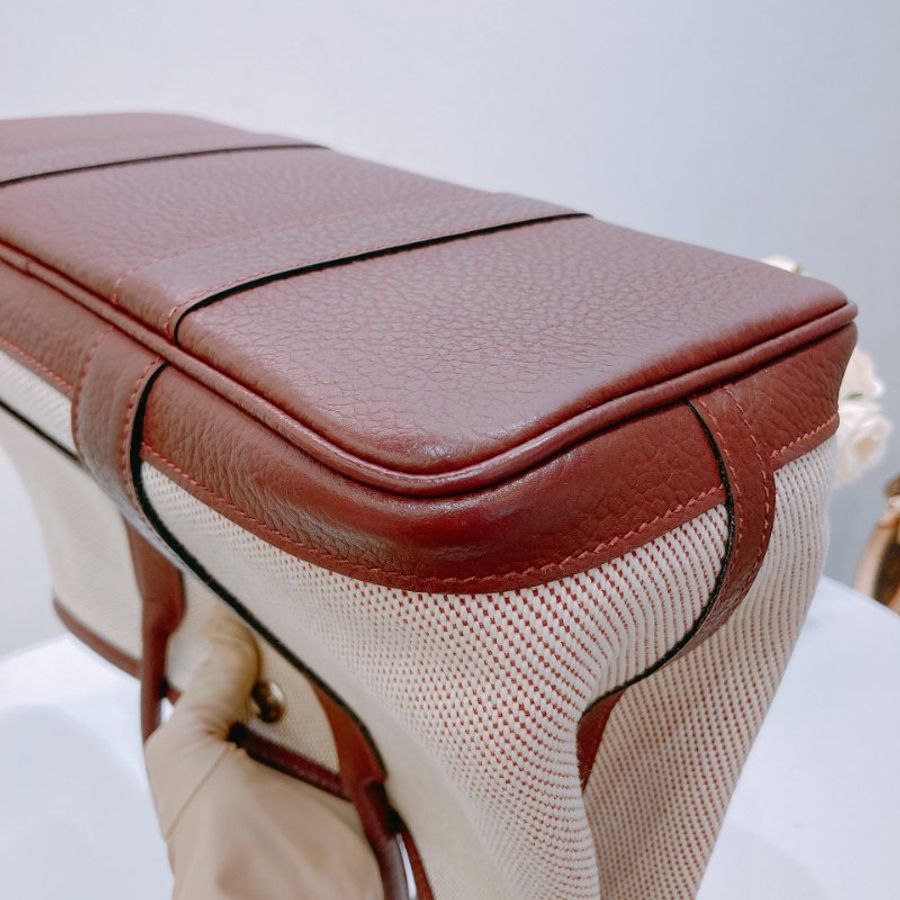 TW4753 Hermes 愛馬仕 愛馬仕紅拼帆布花園包 Party 30 Rouge H Canvas-7