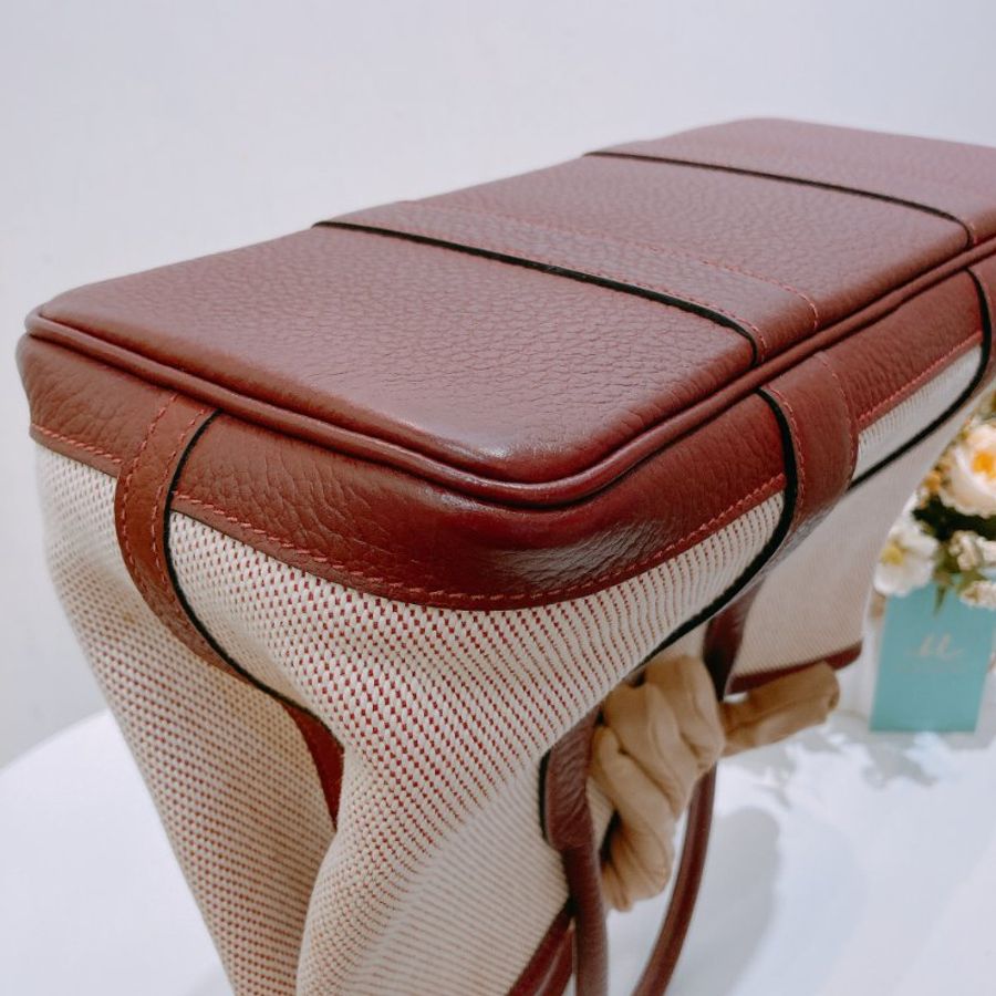 TW4753 Hermes 愛馬仕 愛馬仕紅拼帆布花園包 Party 30 Rouge H Canvas-10