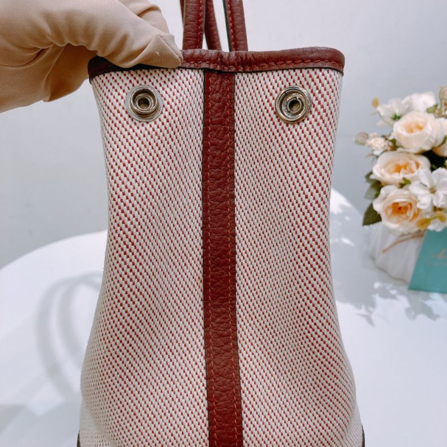 TW4753 Hermes 愛馬仕 愛馬仕紅拼帆布花園包 Party 30 Rouge H Canvas-13
