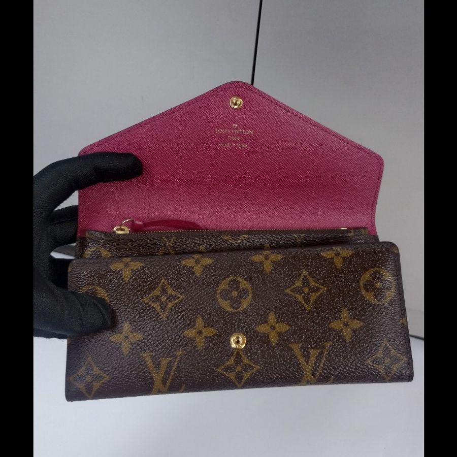 LV 原花紅裏三折長夾-9
