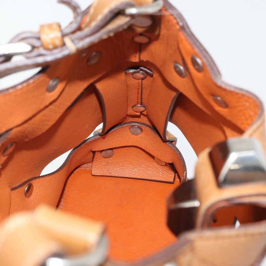 【日本直送】PRADA 鉚釘肩背包 皮革塑膠 棕色 銀色 正品 172906SAV-13