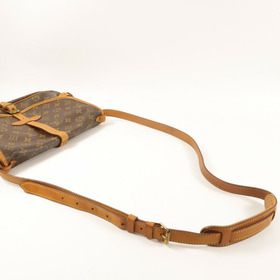LOUIS VUITTON Monogram Saumur 30金扣肩背袋棕色-7