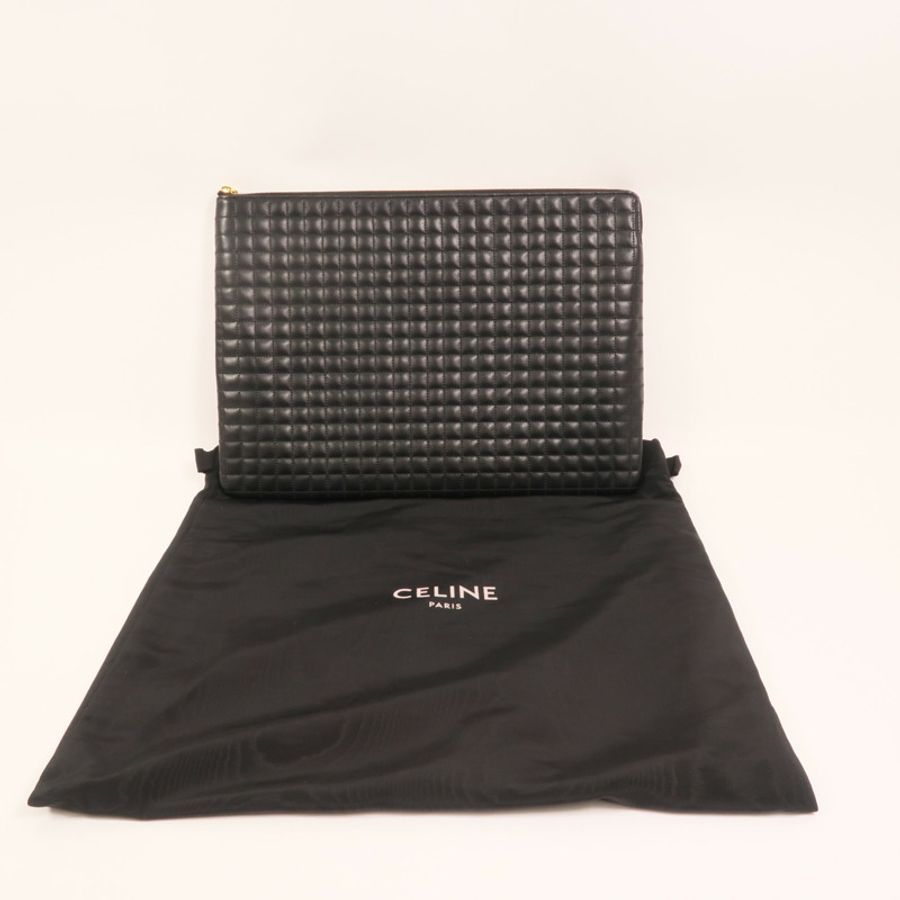 CELINE 牛皮皮革C charm Clutch Bag金扣手提包-12