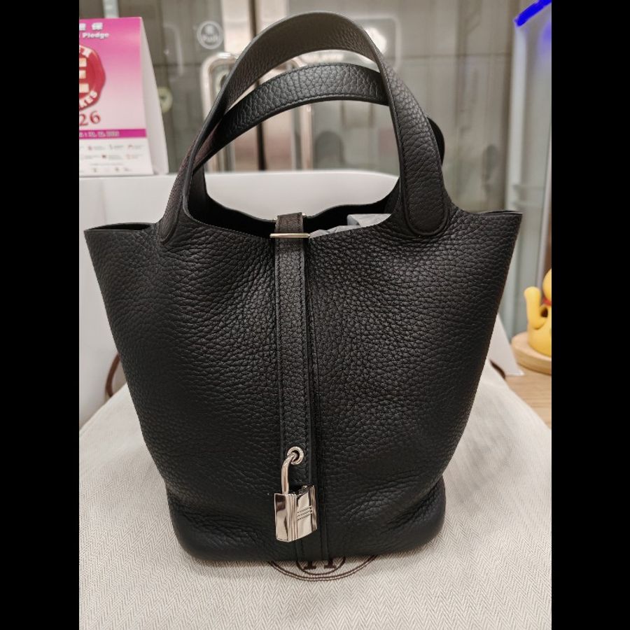 Hermes Picotin 18 黑銀 菜籃子-1