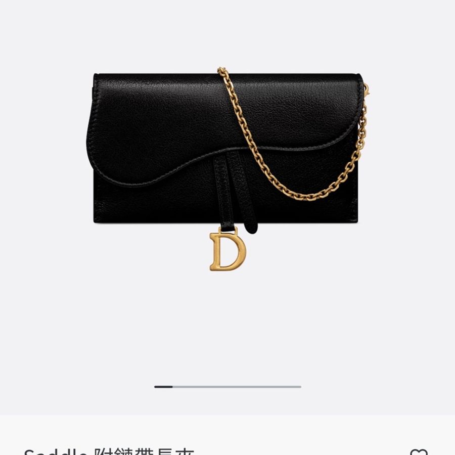 Saddle 附鏈帶長夾 黑色山羊皮 WOC-5
