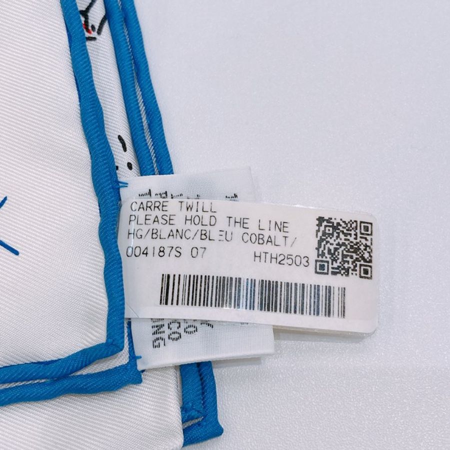 TW4746 Hermes 愛馬仕 90cm方巾 H標誌 Please Hold The Line 90x90cm Scarf Blanc/Blue-8