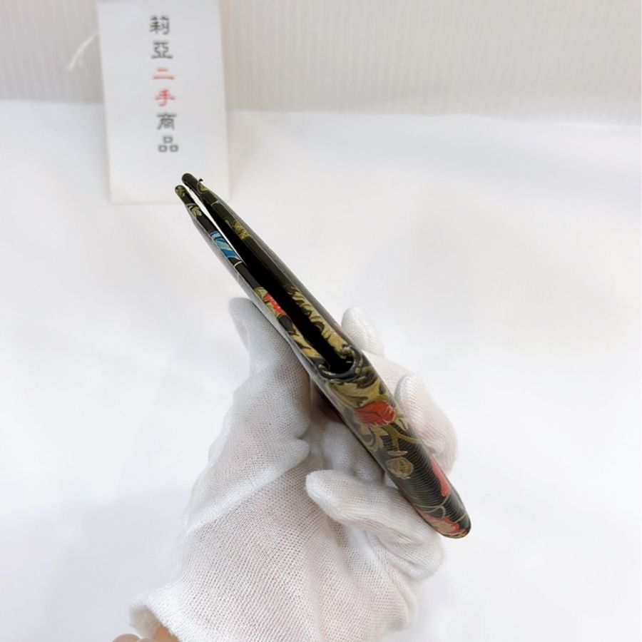 莉亞精品♡ Gucci 花卉對開短夾 黑 二手美品-5
