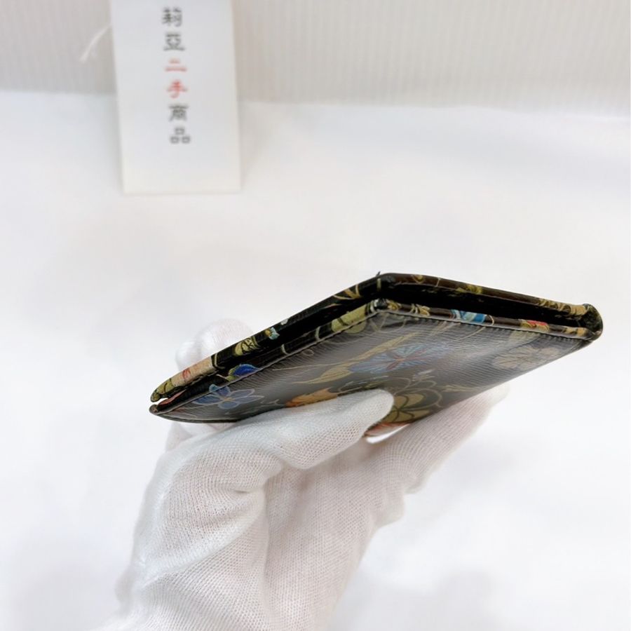 莉亞精品♡ Gucci 花卉對開短夾 黑 二手美品-6