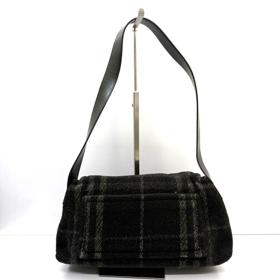 BURBERRY 巴寶莉 黑色毛呢肩背包 NOVA CHECK WOOL-1