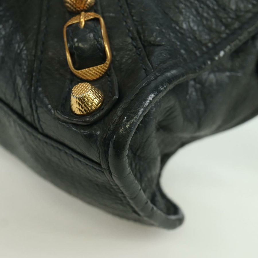【日本直送】BALENCIAGA 經典迷你都會包 皮革 兩用 海軍藍/金色 309544 正品 168313SAV-15