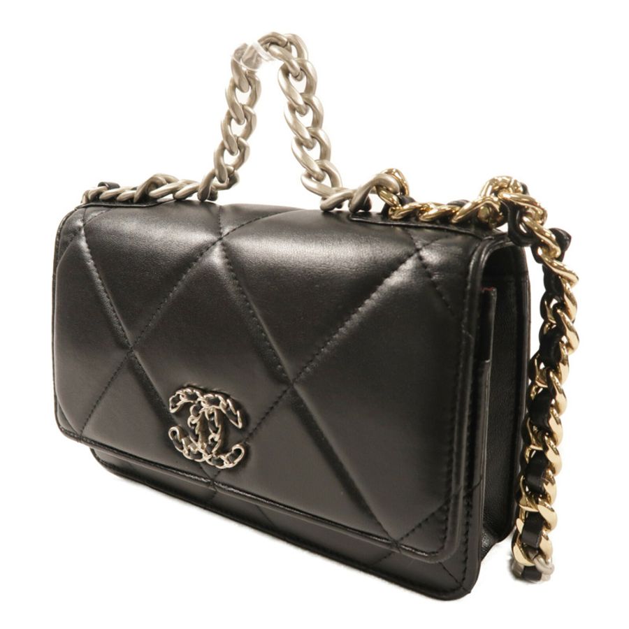 CHANEL 羊皮皮革Matelasse19 Wallet On Chain鏈帶手挽肩背兩用袋-2