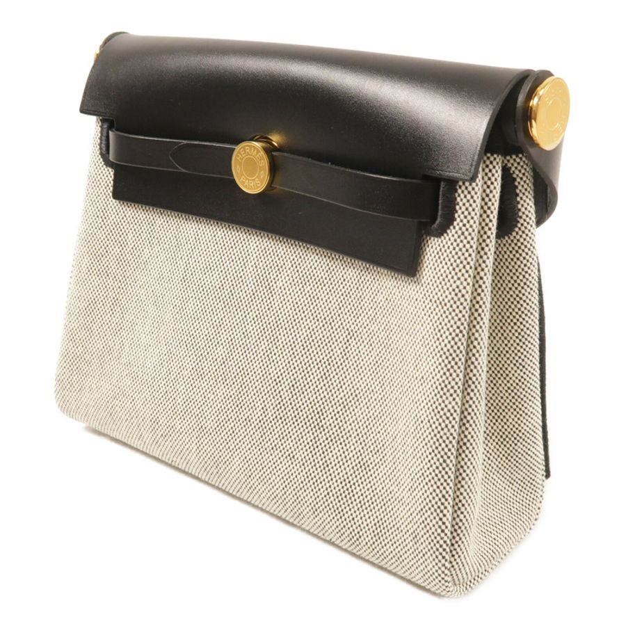 HERMES 帆布Mini Herbag金扣肩背袋-2