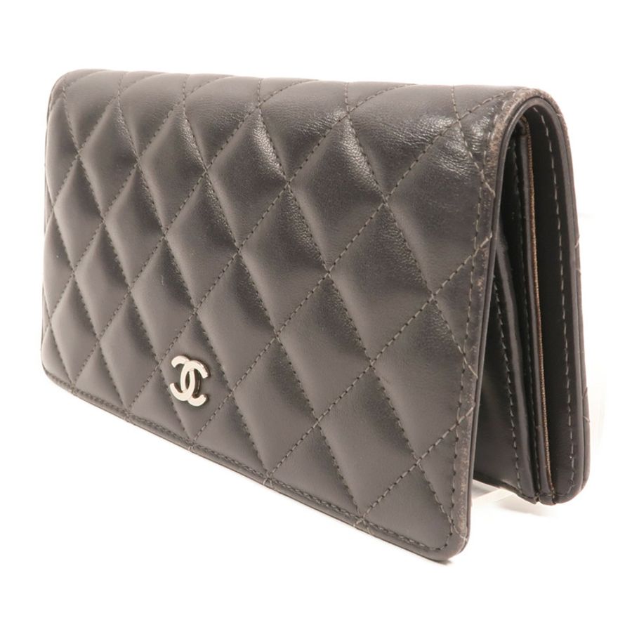 CHANEL 羊皮皮革Long Wallet銀扣長錢包-2
