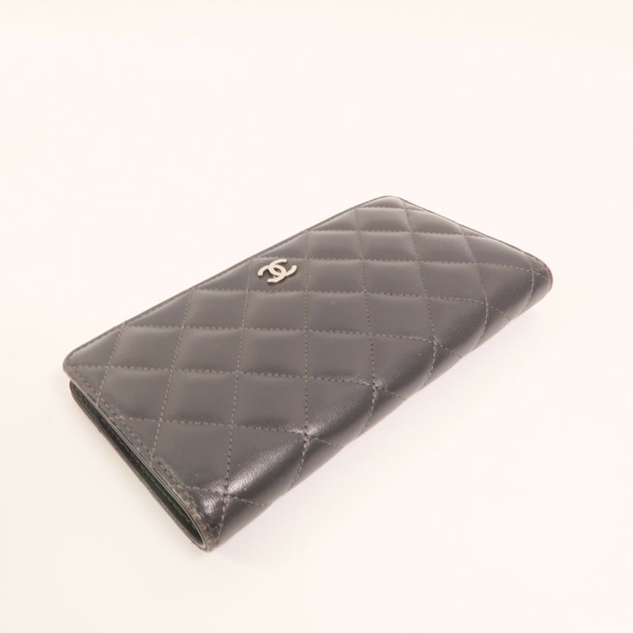 CHANEL 羊皮皮革Long Wallet銀扣長錢包-6