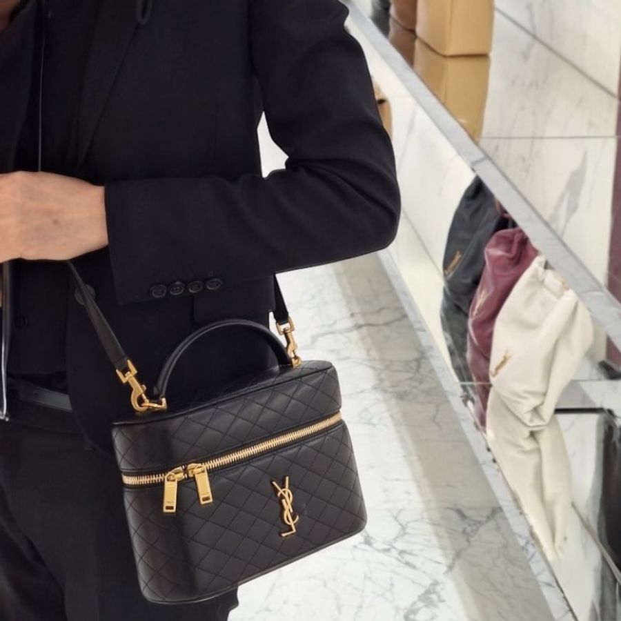 ✨2026季度全新✨Saint Laurent 851572 GABY Vanity 大款 菱格小羊皮化妝包 黑色-2