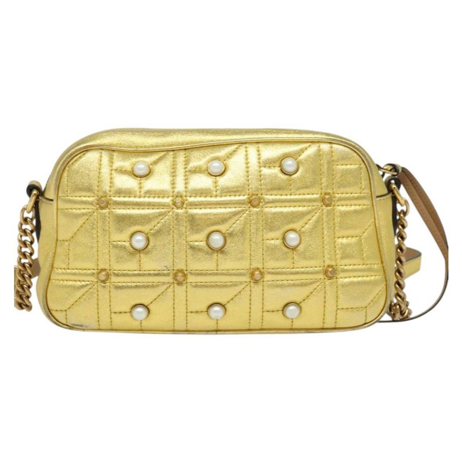 【日本直送】GUCCI GG Marmont 小號相機包 鏈條包 皮革 金色 447632 正品 138001V-1