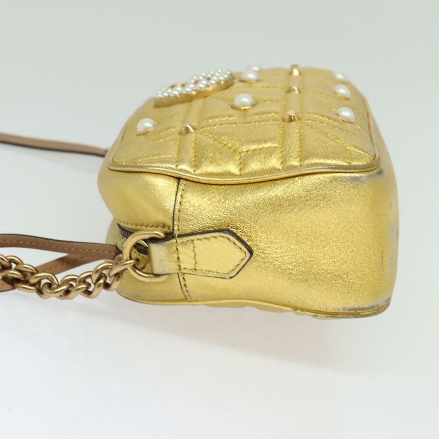 【日本直送】GUCCI GG Marmont 小號相機包 鏈條包 皮革 金色 447632 正品 138001V-2