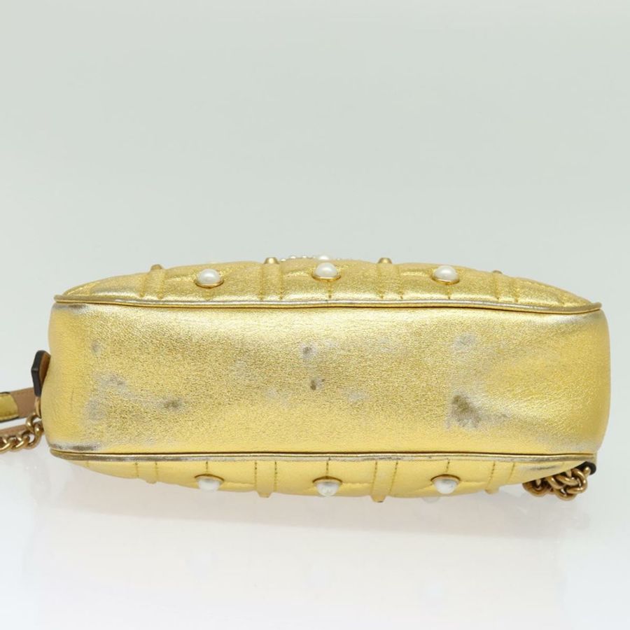 【日本直送】GUCCI GG Marmont 小號相機包 鏈條包 皮革 金色 447632 正品 138001V-4