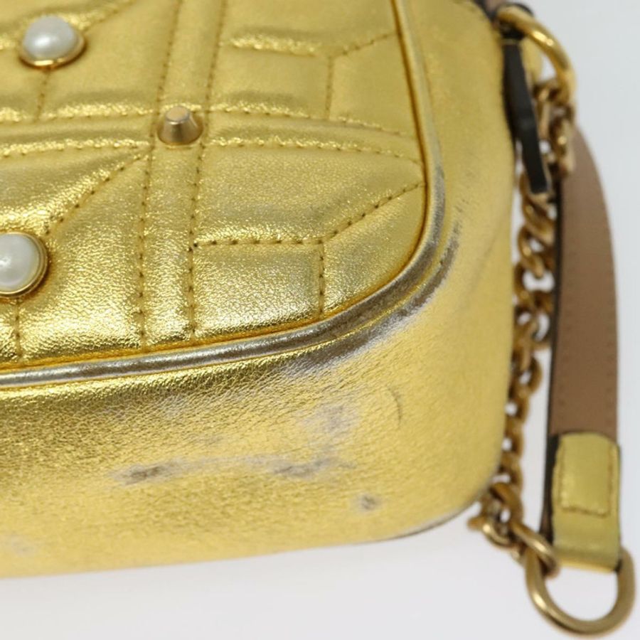 【日本直送】GUCCI GG Marmont 小號相機包 鏈條包 皮革 金色 447632 正品 138001V-8