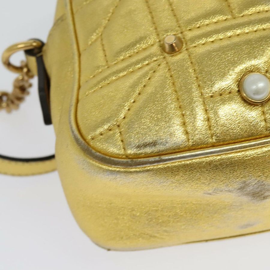 【日本直送】GUCCI GG Marmont 小號相機包 鏈條包 皮革 金色 447632 正品 138001V-15