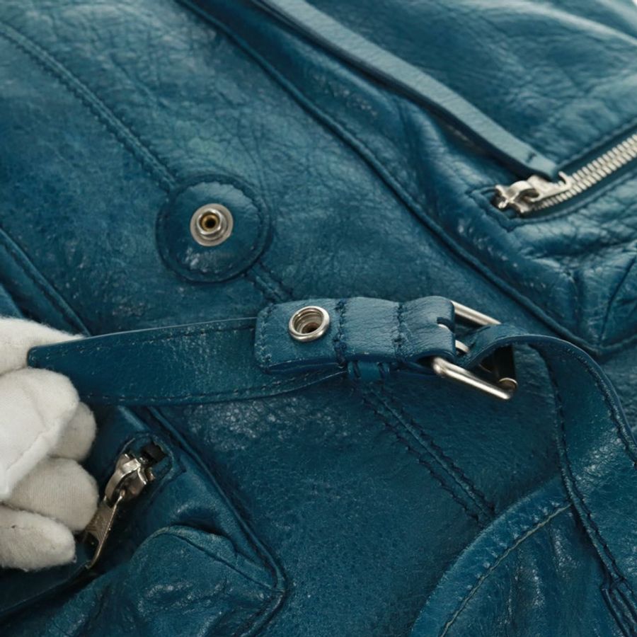 【日本直送】BALENCIAGA 皮革雙肩包 藍色 銀色 326404 正品 165396V-23
