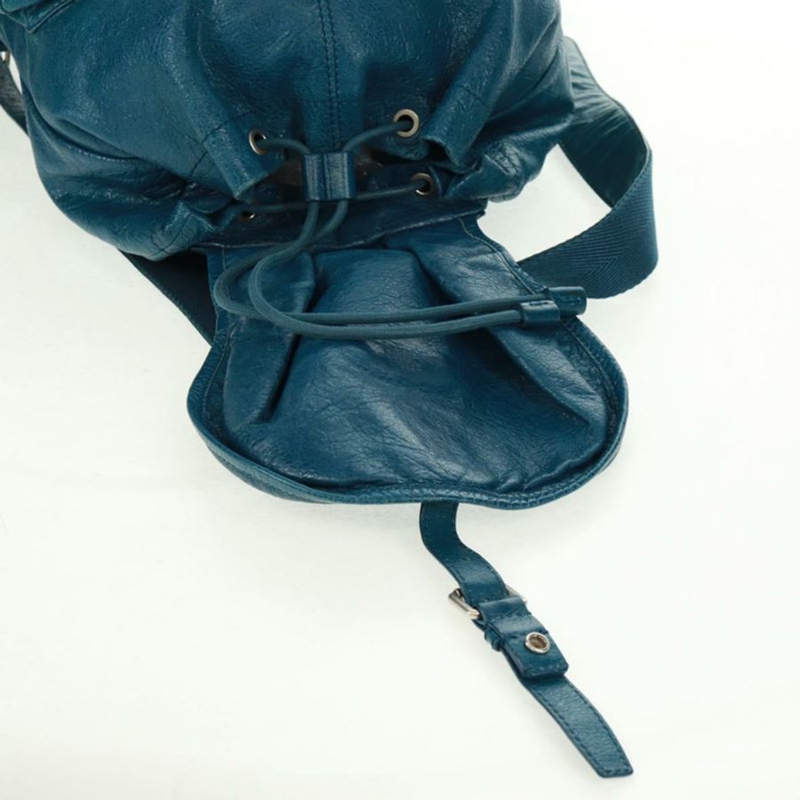 【日本直送】BALENCIAGA 皮革雙肩包 藍色 銀色 326404 正品 165396V-24