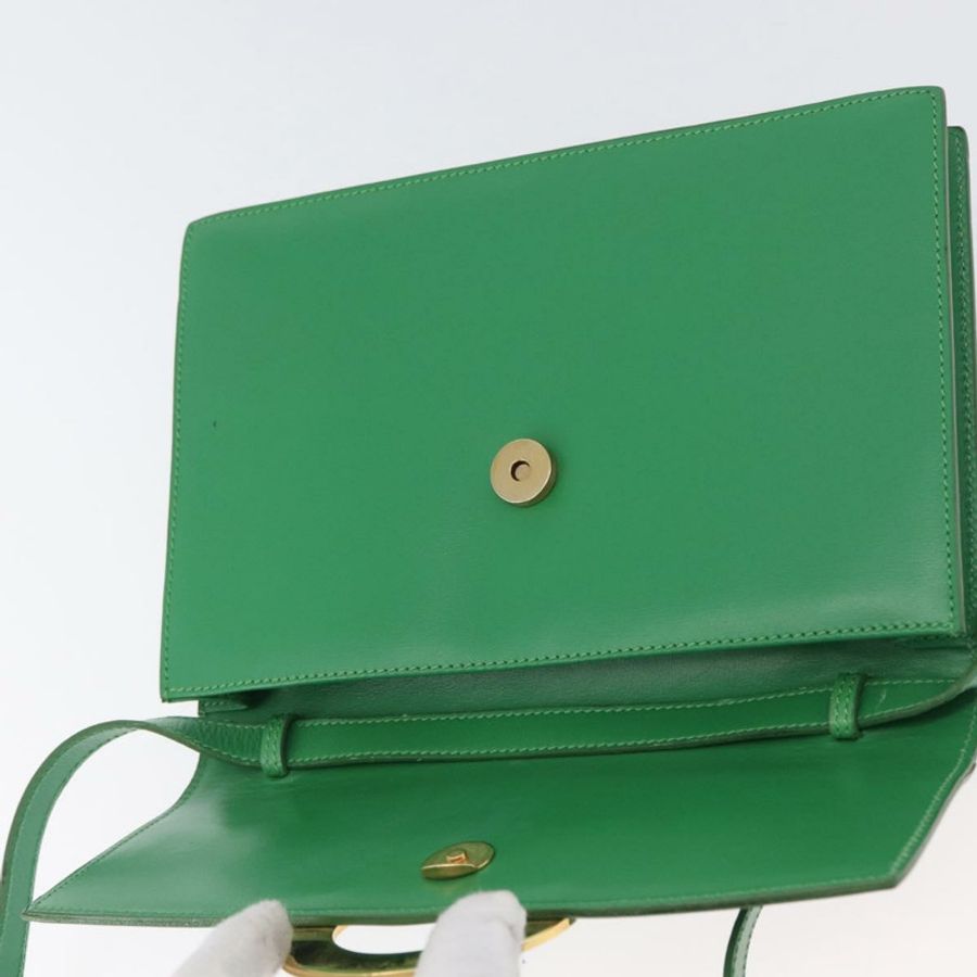 【日本直送】CELINE 圓形肩背包 皮革 綠色 金色 正品 LNZ294V-9