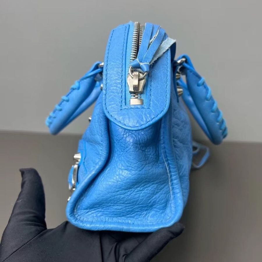 balenciaga 機車包 銀藍色logo肩帶23.5*15*9cm 98新配件肩帶 塵袋 鏡子-6