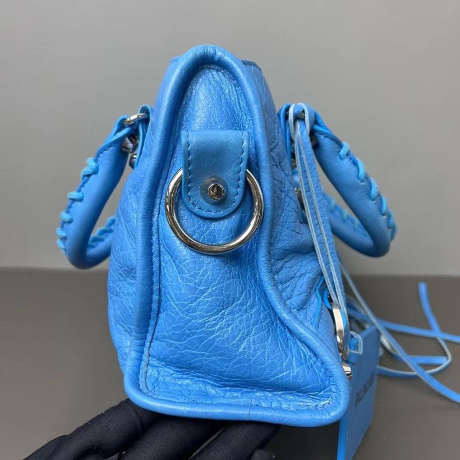 balenciaga 機車包 銀藍色logo肩帶23.5*15*9cm 98新配件肩帶 塵袋 鏡子-7