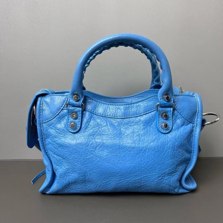 balenciaga 機車包 銀藍色logo肩帶23.5*15*9cm 98新配件肩帶 塵袋 鏡子-8