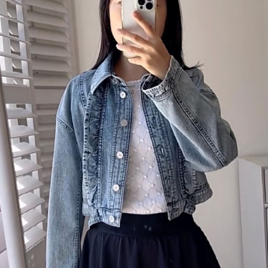 ❤️CHANEL 22年款 可繫腰帶 牛仔短款外套 春夏易搭款-2