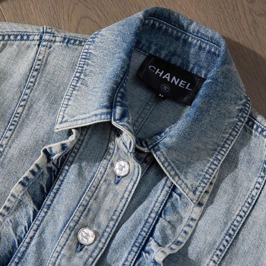 ❤️CHANEL 22年款 可繫腰帶 牛仔短款外套 春夏易搭款-4