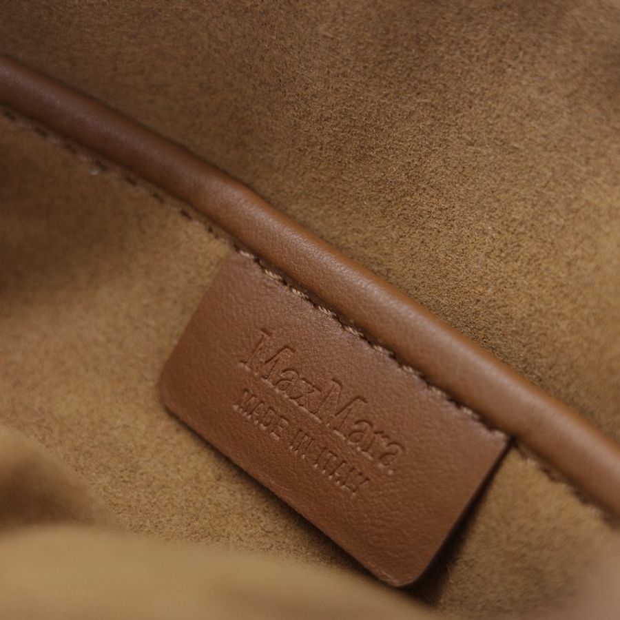 Max Mara 麥絲瑪拉 Teddy 經典駱駝色 駝毛 真絲混紡泰迪熊刷毛 M 字刺繡相機包-24