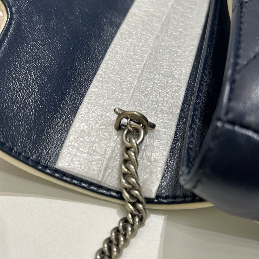 TW4761 Gucci 古馳 迷你經典款 藍色拼白色 GG Marmont Crossbody Bag Blue/White x PHW-16