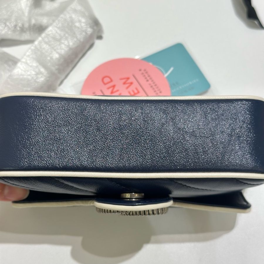 TW4761 Gucci 古馳 迷你經典款 藍色拼白色 GG Marmont Crossbody Bag Blue/White x PHW-22